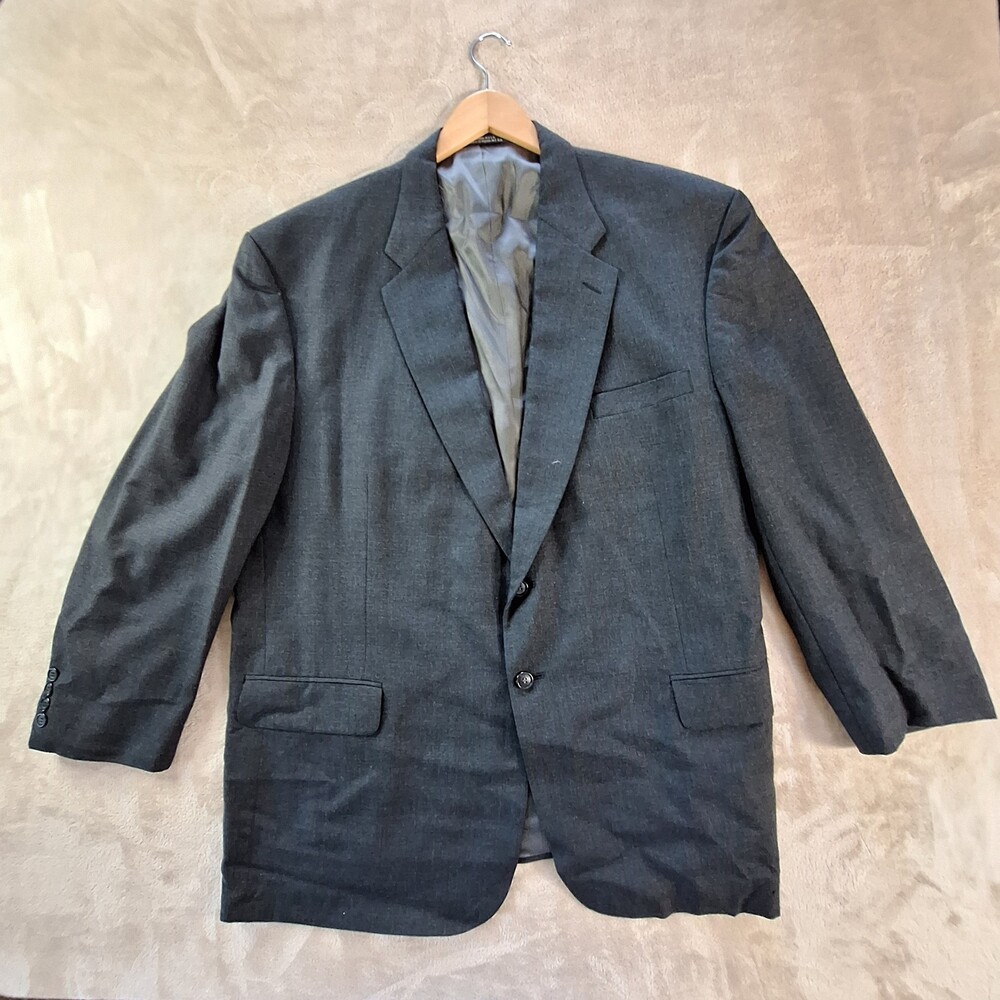 Stafford Blazer Mens 52L Gray Wool Blend Two Button Jacket Made USA Classic Coat